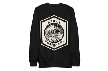 Image of Atoll Board Co Unisex Crew Neck Sweatshirt with Atoll Wave Graphic - Black, M - Black,M, 646397C970CEFBlack-M