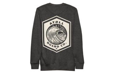 Image of Atoll Board Co Unisex Crew Neck Sweatshirt with Atoll Wave Graphic - Charcoal Heather, L - Charcoal Heather,L, 646397C970CEFCharcoal-Heather-L