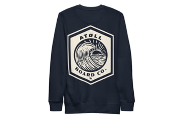 Image of Atoll Board Co Unisex Crew Neck Sweatshirt with Atoll Wave Graphic - Navy Blazer, M - Navy Blazer,M, 646397C970CEFNavy-Blazer-M