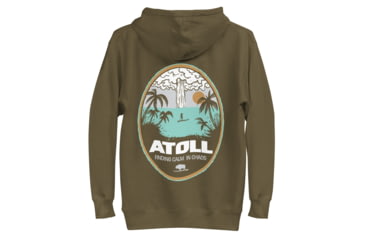 Image of Atoll Board Co Unisex Hoodie with Atoll Calm in Chaos Graphic - Military Green, M - Military Green,M, 637BCC0FBCEE5Military-Green-M