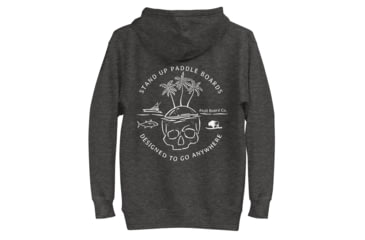 Image of Atoll Board Co Unisex Hoodie with Atoll Skull Island Graphic - Charcoal Heather, L - Charcoal Heather,L, 64503FB701D22Charcoal-Heather-L
