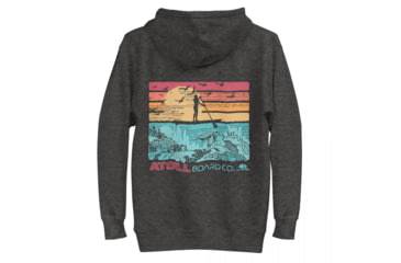 Image of Atoll Board Co Unisex Premium Hoodie with Atoll SUP Rider and Reef Graphic - Charcoal Heather, L - Charcoal Heather,L, 62CEFCABCAE0CCharcoal-Heather-L