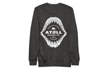 Image of Atoll Board Co Unisex Premium Sweatshirt with Atoll Shark Fossil Graphic - Charcoal Heather, M - Charcoal Heather,M, 648746419EE75Charcoal-Heather-M