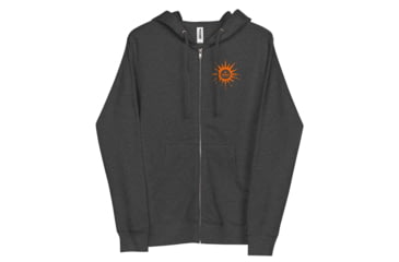 Image of Atoll Board Co Unisex Zip Up Hoodie with Atoll Horizon Sunset Graphic - Charcoal Heather, M - Charcoal Heather,M, 64518E33C2CFDCharcoal-Heather-M
