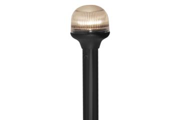 Image of Attwood Marine All-Around Fold-Down Incandescent Anti-Glare 12V Lens Light w/ Horizontal Composite Base, 12in Black Plastic Pole, 5358-P12-7