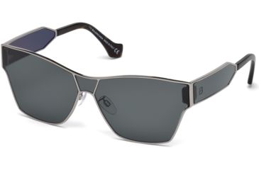 Image of Balenciaga BA0095 Sunglasses - Shiny Light Ruthenium Frame Color, Smoke Mirror Lens Color