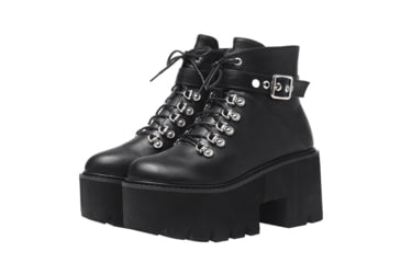 Image of Battling Blades Chunky Gothic Black Winter Lace Up - Boots - Womens, Black, 7532166250668