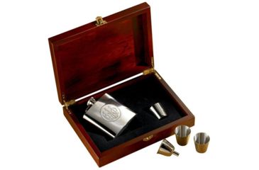 Image of Beretta Set Of 6 Oz Flsk, 3 Glasses In A Wood Box 0G4900010085