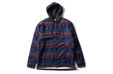 Image of Billabong Baja Sherpa Hooded Flannel Shirt - Mens, Navy, Medium, M525SBBA-NVY-M
