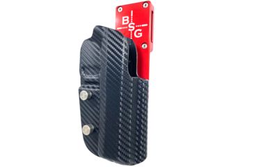 Image of Black Scorpion Outdoor Gear Pro Heavy Duty Competition Holster, Right Hand, Smith &amp; Wesson M&amp;P/ M&amp;P M2.0, 4.25in Barrel, 1.5 - 1.75in Belts, Kydex/ 6066 Aluminum, Carbon Fiber/Red, HCD2-USPSA-MP9CFRH