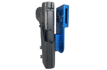 Image of Black Scorpion Outdoor Gear Pro Heavy Duty Competition Holster, Right Hand, Smith &amp; Wesson M&amp;P/ M&amp;P M2.0, 4.25in Barrel, 1.5 - 1.75in Belts, Kydex/ 6066 Aluminum, Black/Blue, HCD3-USPSABS-MP9BKRH