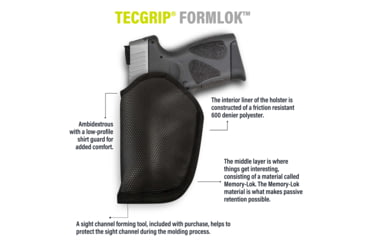 Image of BlackHawk Tecgrip Formlok IWB Moldable Holster, Black Nylon, Sig P320 Compact/M18, Glock 19, S&amp;W M&amp;P Compact 9/40, Sig P229, CZ P10-C, Size 6, Ambidextrous, 40LP06BK