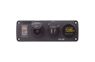 Image of Blue Sea Systems 4366 Water Resistant USB Accessory Panel - Circuit Breaker, 12V Socket, Dual USB Charger, Mini Voltmeter 75136
