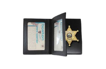 Image of Boston Leather Book Style Badge Case With 2 Id Windows, Soft Leather - 122-S-4026