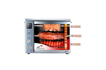 Image of BRAZILIAN FLAME 03-LX Silver Gas Rotisserie 3 Skewer Grill, Silver, BG-03LX Silver