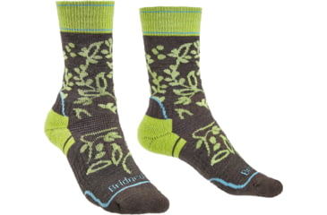 Image of Bridgedale Hike Midweight Merino Endurance Boot Pattern Socks - Womens, Brown/Lime, Small, 710093-120-S