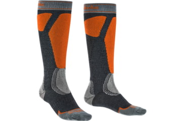 Image of Bridgedale Ski Easy On Socks - Mens, Gunmetal/Orange, Medium, 710102-037-M