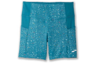 Image of Brooks Method 5in Short Tight - Womens, Lagoon Speckle Print/Lagoon, XS, 221523486.020
