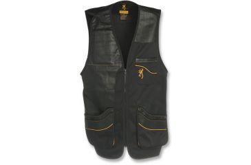 Image of Browning Master-Lite Leather Patch Vest, Black/Orange, M 3050309902
