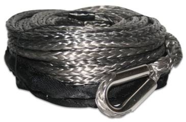 Image of Bulldog Winch Synthetic Rope 9.5mm X 75ft Grey,w/ 6ft Abrasion Sleeve, 20124