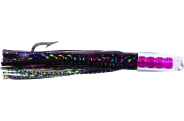 Image of C&amp;H Lures Rattle Jet Trolling Lure Rigged &amp; Ready, 100LB Mono, 6 ft, 7/0 Hook, Black/Purple Mylar Skirt, CH-RJ-28