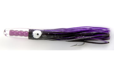 Image of C&amp;H Lures Rattle Jet Trolling Lure Rigged &amp; Ready, 100LB Mono, 6 ft, 7/0 Hook, Black/Purple Skirt, CH-RJ-18