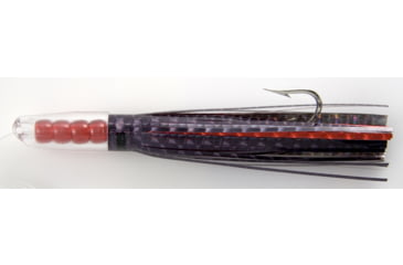 Image of C&amp;H Lures Rattle Jet Trolling Lure Rigged &amp; Ready, 100LB Mono, 6 ft, 7/0 Hook, Black/Red Mylar Skirt, CH-RJ-29