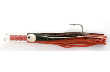 Image of C&amp;H Lures Rattle Jet Trolling Lure Rigged &amp; Ready, 100LB Mono, 6 ft, 7/0 Hook, Black/Red Skirt, CH-RJ-19