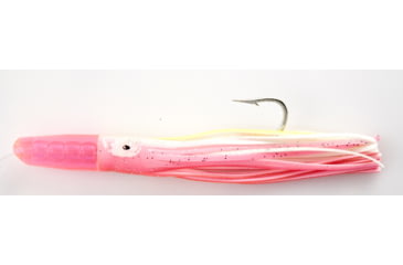 Image of C&amp;H Lures Rattle Jet Trolling Lure Rigged &amp; Ready, 100LB Mono, 6 ft, 7/0 Hook, Pink/White Skirt, CH-RJ-13