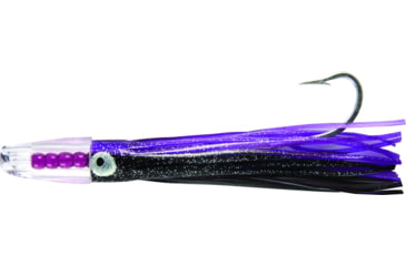 Image of C&amp;H Lures Rattle Jet XL Trolling Lure Rigged &amp; Ready, 130LB Mono, 6 ft, 8/0 Hook, Black/Purple/Yellow Skirt, CH-RJX-08