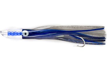 Image of C&amp;H Lures Rattle Jet XL Trolling Lure Rigged &amp; Ready, 130LB Mono, 6 ft, 8/0 Hook, Blue/Silver/White Skirt, CH-RJX-06