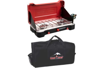 Image of Camp Chef Mountain Series Everest 2X High Output Two-Burner Cooking System, Black/Red, with Black Carry Bag, CBMS