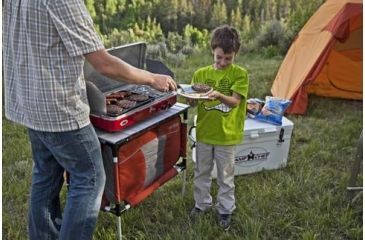 Image of Camp Chef Mountain Series Rainer Camper 2 Burner Stove/Grill/Griddle Combo, Red/Silver MS2GG