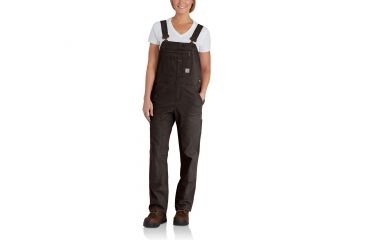 Image of Carhartt Crawford Double Front Bib Overalls - Womens, Dark Brown, M-Tall 102438-201-TLL-M