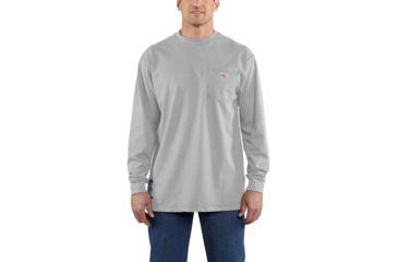 Image of Carhartt Flame-Resistant Force Cotton Long Sleeve T-Shirt, Light Gray, Medium/Regular 100235-051-REG-M