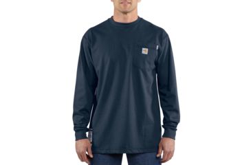 Image of Carhartt Flame-Resistant Force Cotton Long Sleeve T-Shirt, Dark Navy, 2XL/Regular 100235-410-REG-2XL