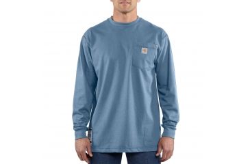 Image of Carhartt Flame-Resistant Force Cotton Long Sleeve T-Shirt, Medium Blue, 2XL/Regular 100235-465-REG-2XL