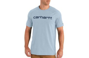 Image of Carhartt Force Cotton Delmont Graphic Short Sleeve T-Shirt - Mens, Soft Blue, Small, 102549-I20-REG-S