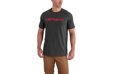 Image of Carhartt Force Cotton Delmont Graphic Shortt Sleeve T Shirt - Mens, Carbon Heather, Extra Large, Tall, 102549-026-TLL-XL
