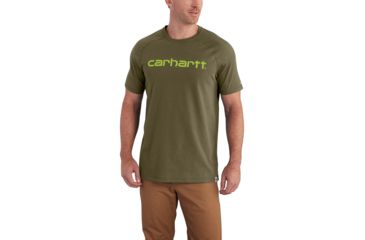 Image of Carhartt Force Cotton Delmont Graphic Shortt Sleeve T Shirt - Mens, Moss, Large, 102549-316-REG-L
