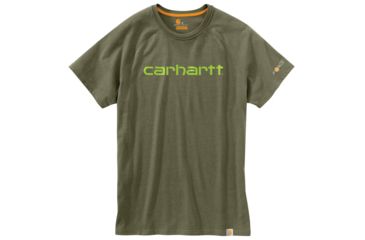 Image of Carhartt Force Cotton Delmont Graphic Shortt Sleeve T Shirt - Mens, Moss, Large, 102549-316-REG-L