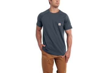Image of Carhartt Force Cotton Delmont Short Sleeve T Shirt Relaxed Fit - Mens, Dark Slate Heather, X-Large-Regular, 100410-461-REG-XL