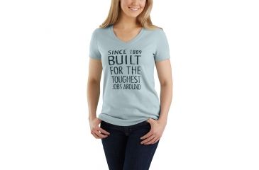 Image of Carhartt Lockhart Graphic Tough Jobs Short Sleeve V-neck T-shirt - Womens, Sky Gray Heather, XXL-REG 103074-455-REG-XXL
