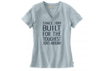 Image of Carhartt Lockhart Graphic Tough Jobs Short Sleeve V-neck T-shirt - Womens, Sky Gray Heather, XXL-REG 103074-455-REG-XXL