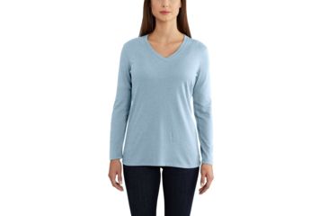 Image of Carhartt Lockhart Long Sleeve V-neck T-shirt - Womens, Steel Blue Heather, XXL-REG 102761-458-REG-XXL