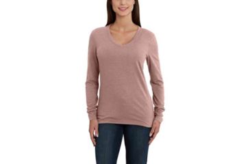 Image of Carhartt Lockhart Long Sleeve V-neck T-shirt - Womens, Burlwood Heather, XXL-REG, 102761-668-REG-XXL