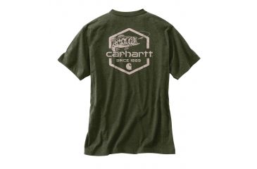Image of Carhartt Maddock Graphic Fishing 1889 Short Sleeve T-shirt - Mens, Moss Heather, L-REG 103179-387-REG-L