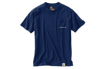 Image of Carhartt Maddock Graphic Fishing 1889 Short Sleeve T-shirt - Mens, Ink Blue Heather, L-REG, 103179-994-REG-L