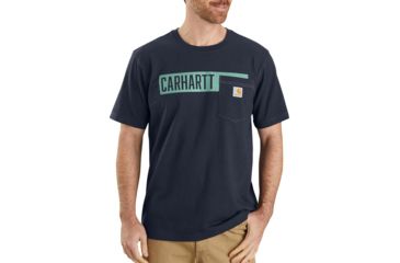Image of Carhartt Relaxed Fit Heavyweight Short-Sleeve Graphic T-Shirt - Mens, Navy, Large, 104180-I26-REG-L