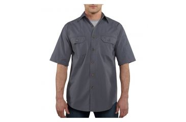 Image of Carhartt Standish Solid Shortsleeve Shirt - Men's-Blue Stone-X-Large